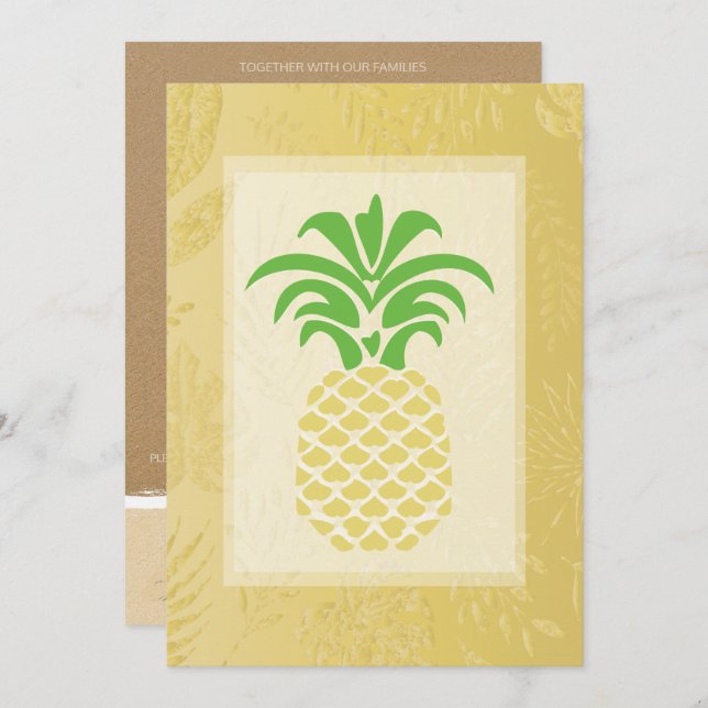 Tropische Ananas-Herzen Hochzeiten Einladungen (Vorne/Hinten)