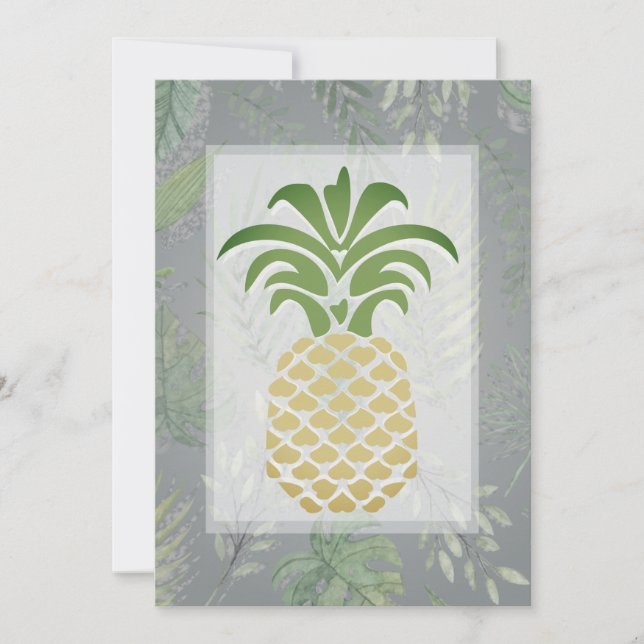 Tropische Ananas-Herzen Hochzeiten Einladungen (Vorderseite)