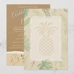 Tropische Ananas-Herzen Hochzeiten Einladungen