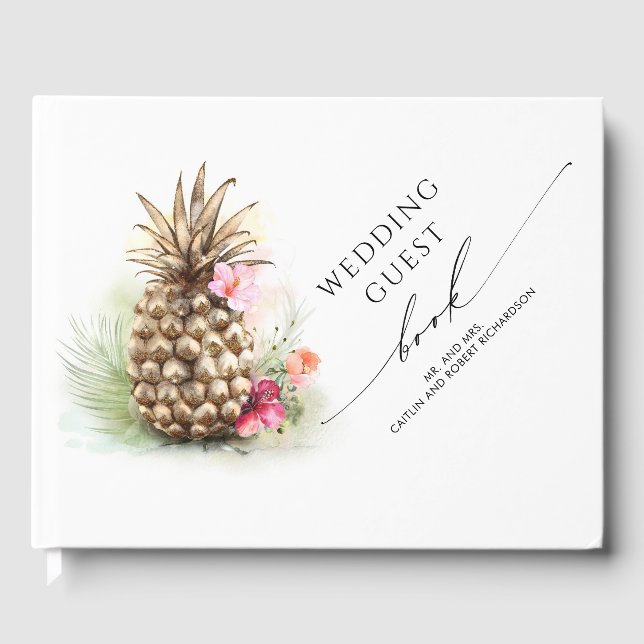 Tropische Ananas-Hochzeit Gästebuch (Vorderseite)