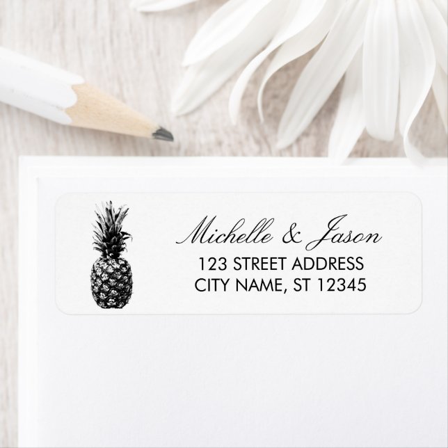 Tropische Ananas Hochzeit Rücksendeadresse (Insitu)