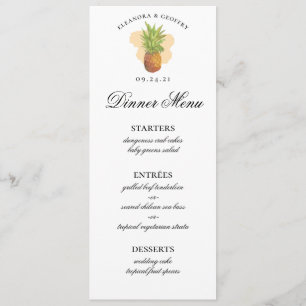 Tropische Ananas Hochzeitsmenü des Fotos Menükarte