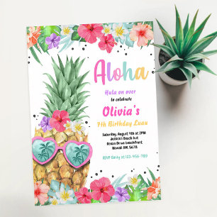 Tropische Ananas-Luau-Pool-Geburtstagsfeier Einladung