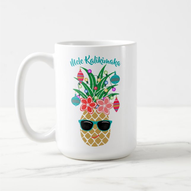 Tropische Ananas Mele Kalikimaka Weihnachten Kaffeetasse (Links)