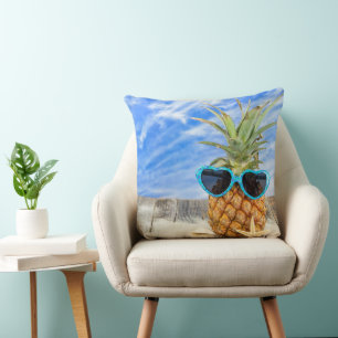 Tropische Ananas mit Sonnenbrille Kissen