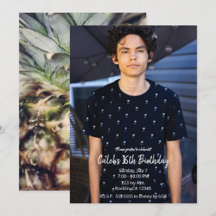 Tropische Ananas Moderne Foto Geburtstagsfeier Einladung