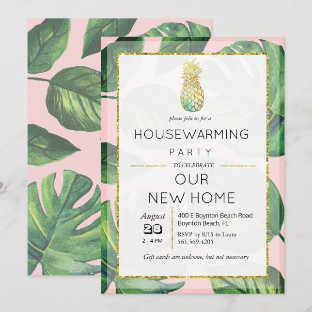 Tropische Ananas Palmenhain Einladung (Vorne/Hinten)