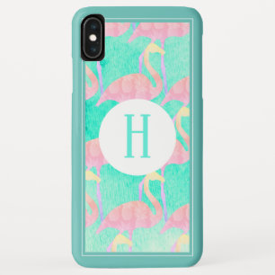 Tropische Ananas Pink Flamingos   Monogramm Case-Mate iPhone Hülle