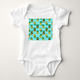Tropische Ananas: Retro-Sonnenbrillen Muster. Baby Strampler