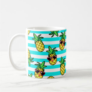 Tropische Ananas: Retro-Sonnenbrillen Muster. Kaffeetasse