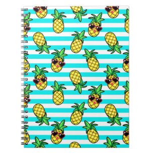 Tropische Ananas: Retro-Sonnenbrillen Muster. Notizblock