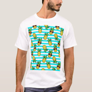 Tropische Ananas: Retro-Sonnenbrillen Muster. T-Shirt