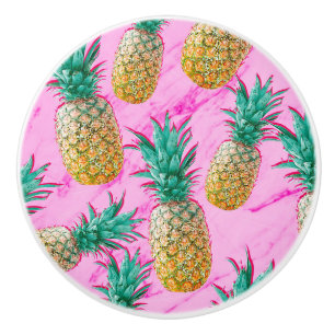 Tropische Ananas & Rosa Marmor Moderene Farbigkeit Keramikknauf