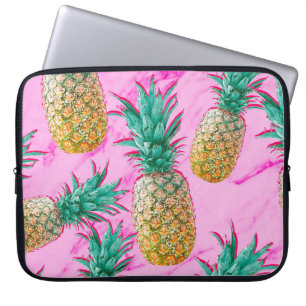 Tropische Ananas & Rosa Marmor Modern Bunt Laptopschutzhülle
