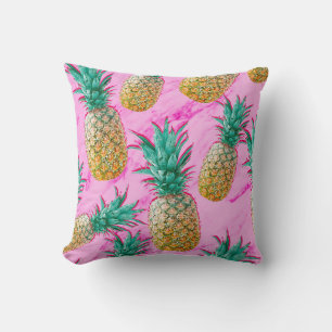 Tropische Ananas & Rosa Marmor Moderner Bunter Kissen