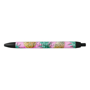 Tropische Ananas & Rosa Marmor Moderner Bunter Kugelschreiber