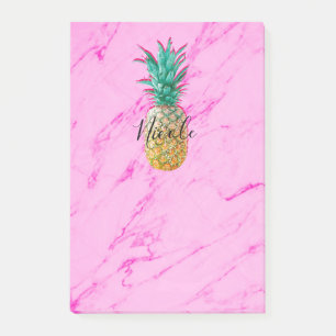 Tropische Ananas & Rosa Marmor Moderner Bunter Post-it Klebezettel