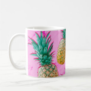 Tropische Ananas & Rosa Marmor Moderner Bunter Tasse