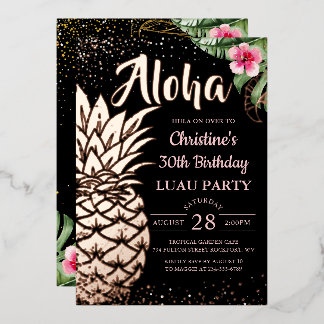 Tropische Ananas-Rose Real Foil Tropical Floral Folieneinladung