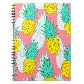 Tropische Ananas: Roter Cartoon Chic. Notizblock