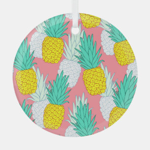 Tropische Ananas: Roter Cartoon Chic. Ornament Aus Glas