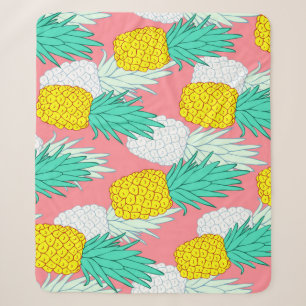 Tropische Ananas: Roter Cartoon Chic. Sherpadecke
