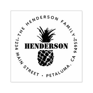 Tropische Ananas-Runde Rücksendeadresse Gummistempel