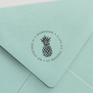 Tropische Ananas-Runde Rücksendeadresse Permastempel