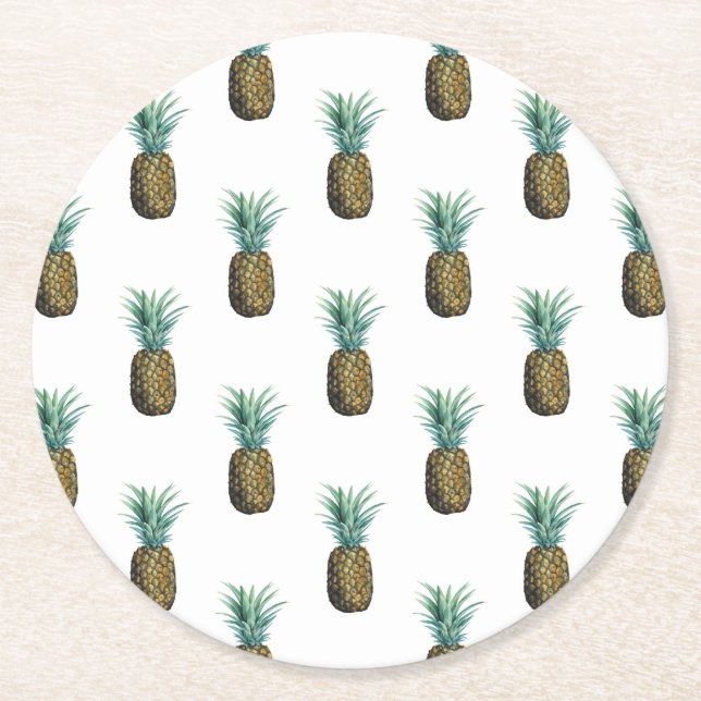 Tropische Ananas Runder Pappuntersetzer (Vorderseite)