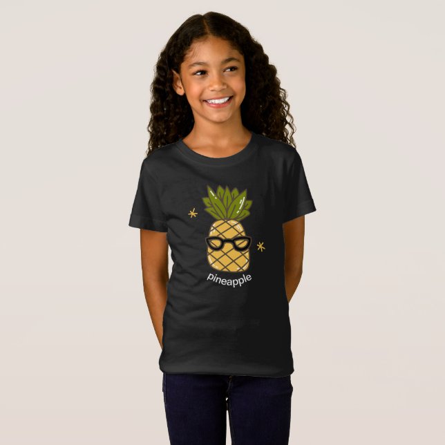 Tropische Ananas Sommermädchen T-Shirt (Vorne ganz)