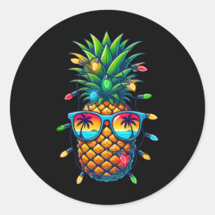 Tropische Ananas-Sonnenglanz-Weihnachtslichter Xma Runder Aufkleber
