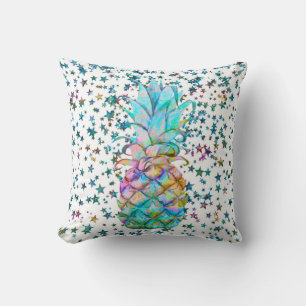 Tropische Ananas Sterne Farbsplash Kissen