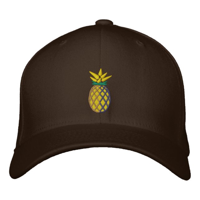 Tropische Ananas Stickerei Grafie Bestickte Baseballkappe (Vorderseite)