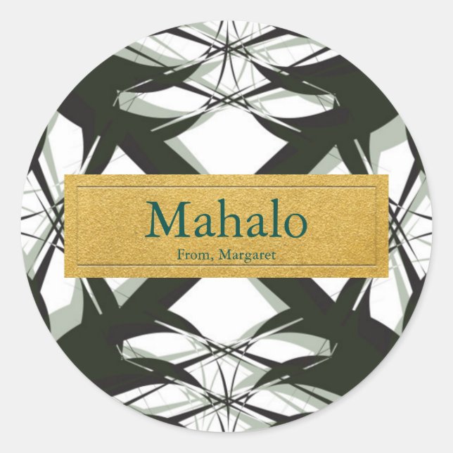 Tropische Ananas Tops Elegantes Etikett Runder Aufkleber (Vorderseite)