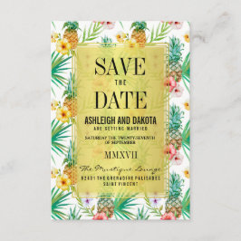 Tropische Ananas und Hibiskus Save the Date