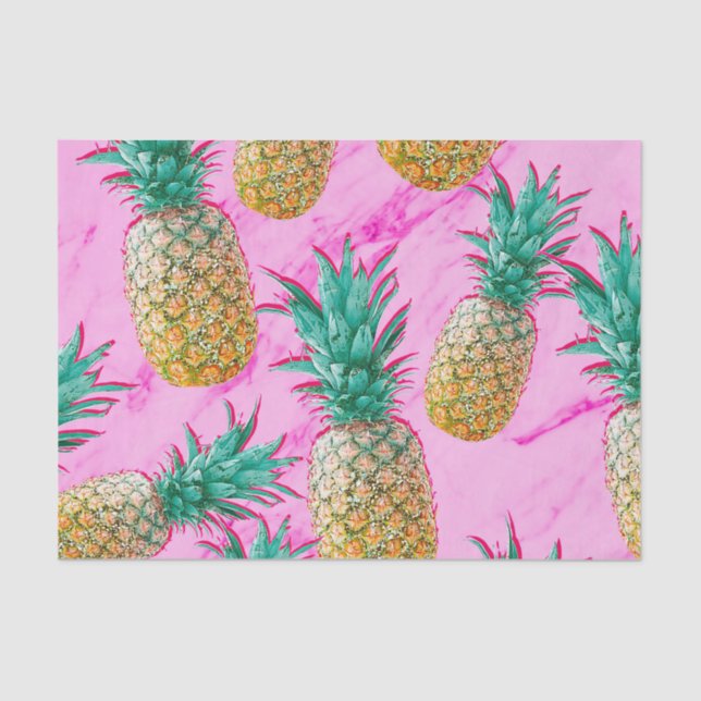 Tropische Ananas und rosa Marmor Chic Party Seidenpapier (Vorderseite)