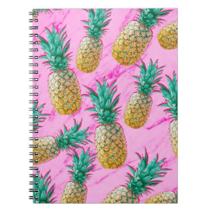 Tropische Ananas und rosa Marmor modern bunt Notizblock
