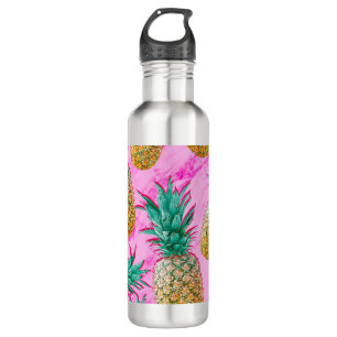 Tropische Ananas und rosa Marmor Moderne Farben Edelstahlflasche