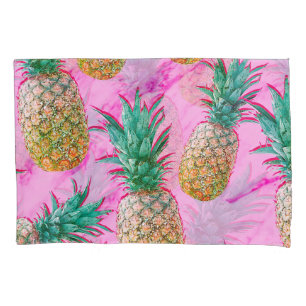 Tropische Ananas und rosa Marmor Moderne Farben Kissenbezug