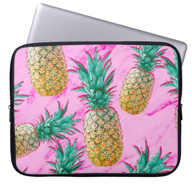 Tropische Ananas und rosa Marmor Moderne Farben Laptopschutzhülle (Vorderseite)