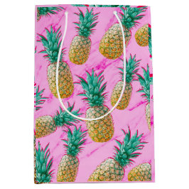 Tropische Ananas und rosa Marmor Moderne Farben Mittlere Geschenktüte