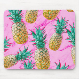 Tropische Ananas und rosa Marmor Moderne Farben Mousepad