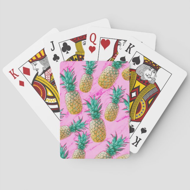 Tropische Ananas und rosa Marmor Moderne Farben Spielkarten (Rückseite)