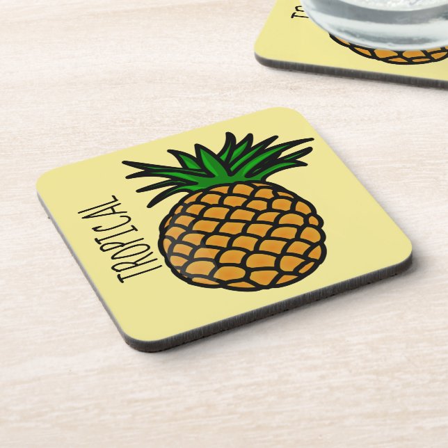 Tropische Ananas Untersetzer aus Kunststoff mit Ko (Linke Seite)