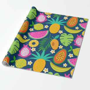 Tropische Ananas Wassermelone Banana Früchte Geschenkpapier