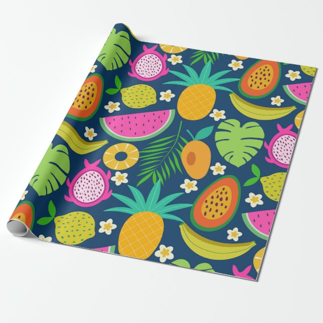 Tropische Ananas Wassermelone Banana Früchte Geschenkpapier (Ungerollt)