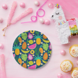 Tropische Ananas Wassermelone Banana Früchte Pappteller