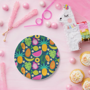 Tropische Ananas Wassermelone Banana Früchte Pappteller