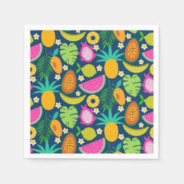 Tropische Ananas Wassermelone Banana Früchte Serviette