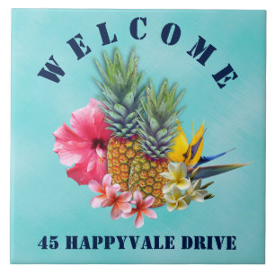 Tropische Ananas Willkommens-Hausadresse Fliese